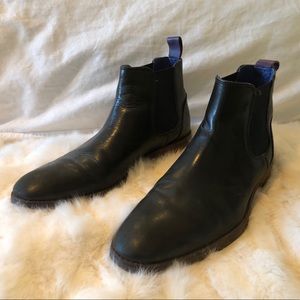 Ted Baker - Men’s Boots - Black Leather -Wood sole